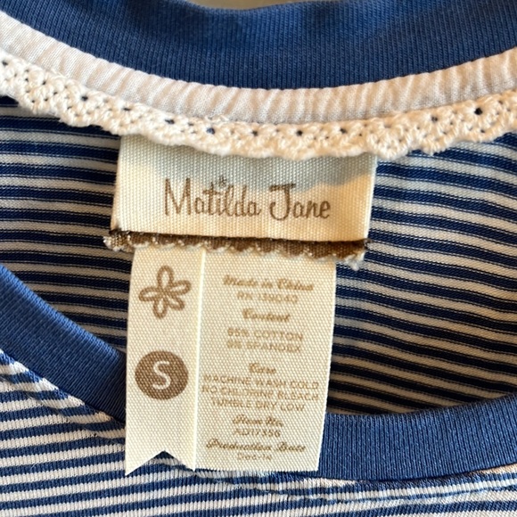 Matilda Jane Fit and Flare Ruffle Hem Blue Knit Dress Scoop Neck Women S - Picture 5 of 15